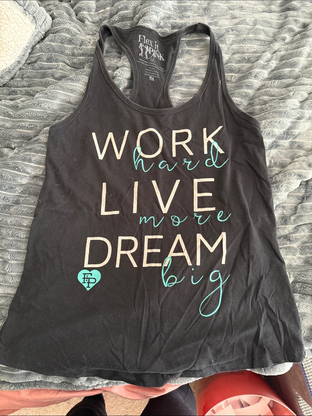 Flex it Pink Work, Live, Dream Racer Back Tank Top